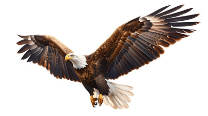 Flying eagle isolated on white background