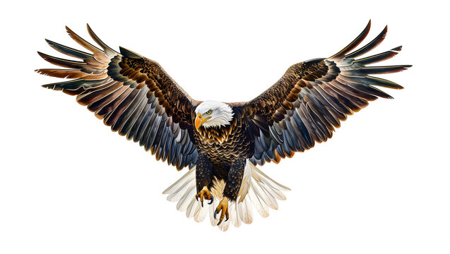 Flying eagle isolated on white background