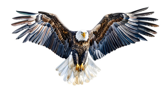 Flying eagle isolated on white background