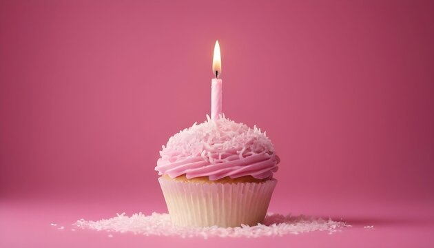 Happy birthday cover photo with children girls pink cake celebrating