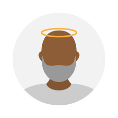 Empty face icon avatar with nimbus and beard. Vector illustration.