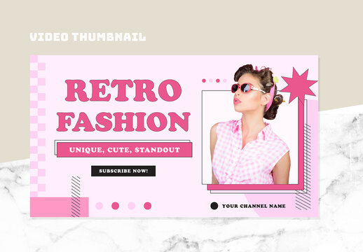 Pink and Black Vintage Fashion YouTube Thumbnail