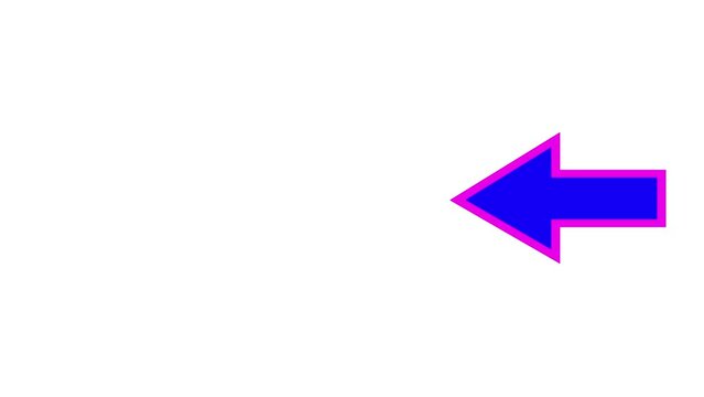 Blue and pink light arrow animation on white screen. Abstract Left Directional arrow motion on the white background.