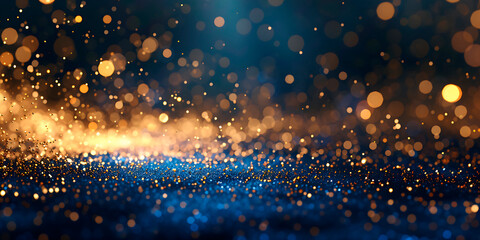 Abstract glitter background with colorful sparkling particles and bokeh.