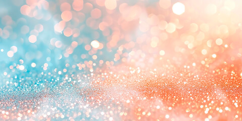 Abstract glitter background with colorful sparkling particles and bokeh.