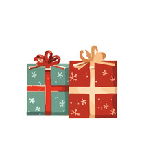 Gift vector illustration. Christmas New Year decoration box. Drawn in cartoon watercolor style isolated on a white background.
