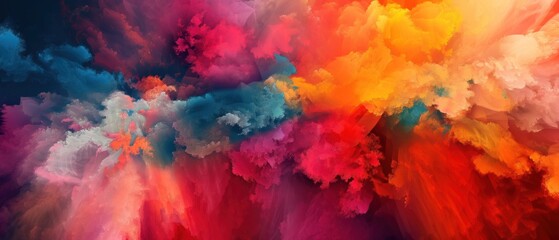 Color Splash. Fractal paint background design and rich texture on the theme of imagination, creativity and art