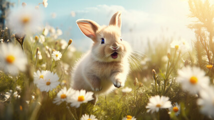 A cute little fluffy rabbit