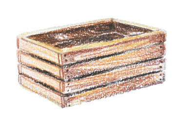 pencil illustration wooden empty box