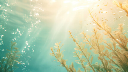 The Sun Shines Through the Water on the Seaweed