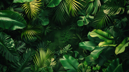Fototapeta na wymiar A Lush Green Jungle Overflowing With Leaves