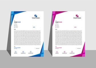 a bundle of 2 templates of a4 letterhead template,
 modern template,, and modern design, 
perfect for creative professional business,Geometric shape letterhead
 Abstract Colorful concepts