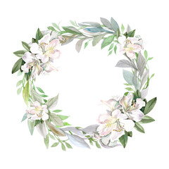 Corolla with leaves and white flowers