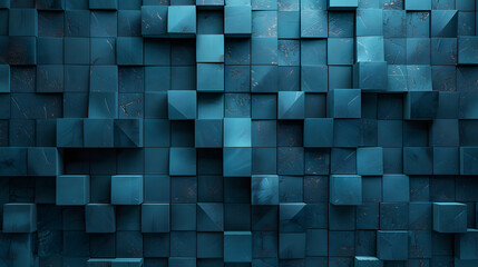 Abstract background with dark blue structure of 3d cubes or blocks