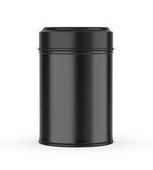 Tin food jar with lid blank template, 3d illustration.