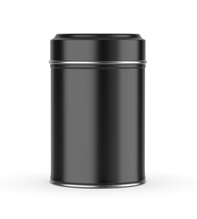 Tin food jar with lid blank template, 3d illustration.