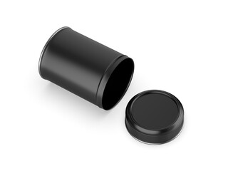 Tin food jar with lid blank template, 3d illustration.