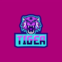 Pink tiger logo design concept with letter