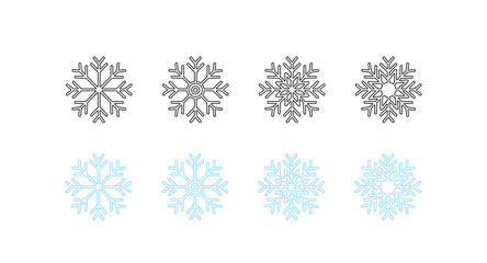 Fototapeta na wymiar Snowflakes icon set. Flat style. Vector icons
