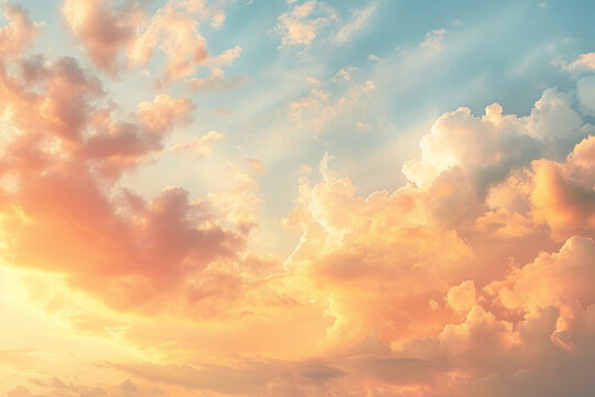 A light watercolor sky at dawn, with gentle brushstrokes creating a subtle cloud pattern in soft oranges and yellows 
