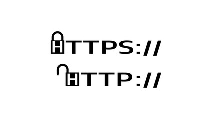 http and https protocols , black isolated silhouette