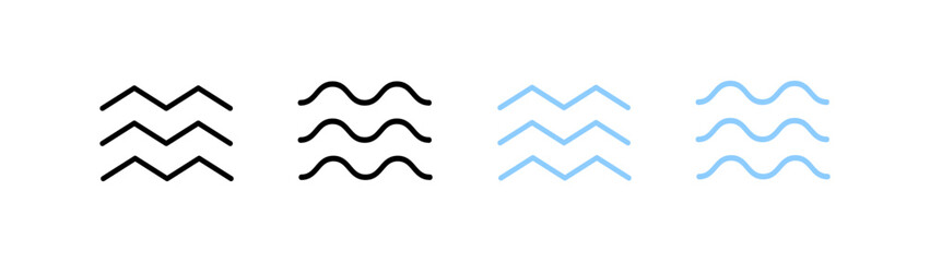 Waves icon set. Linear style. Vector icons - obrazy, fototapety, plakaty