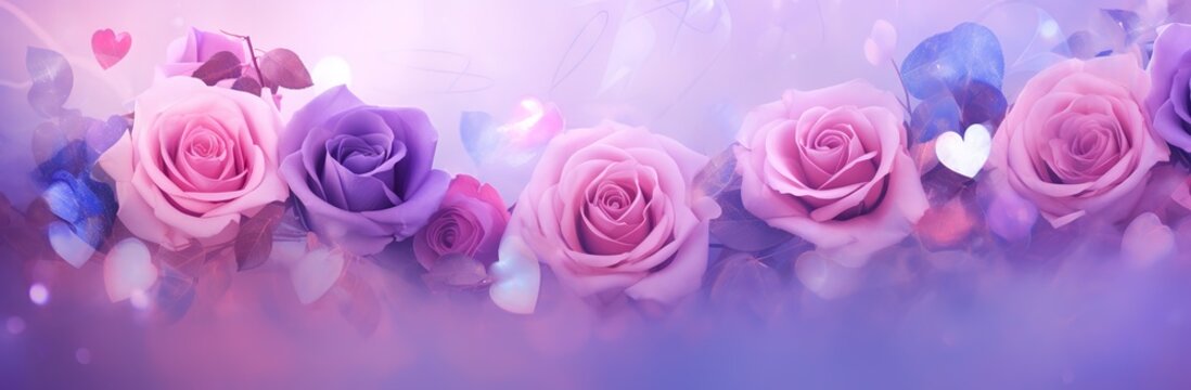 Blurred background with pink roses