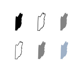 Outline map of Belize. Silhouette, linear and flat style. Vector icons