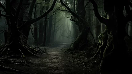 Fotobehang eerie horror woods © PikePicture