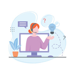 Download handy flat illustration of customer support, customer online support service