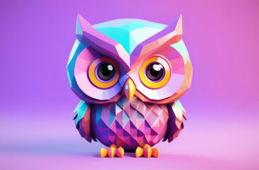 Cute owl on a purple background