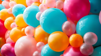 Fototapeta na wymiar Soft Pop balloon archway, setting a joyful birthday scene