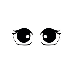 Cartoon eyes line icon. Cartoon character expressions.