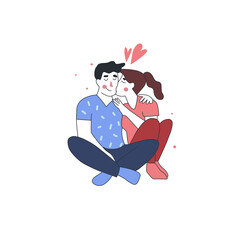 A girl and a guy hug