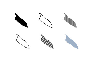 Outline map of Aruba. Silhouette, linear and flat style. Vector icons