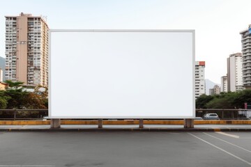 Obraz premium Blank white billboard advertising banner mockup, Billboard or blank poster blank white mockup banner mockup, a large billboard in a city.AI generated