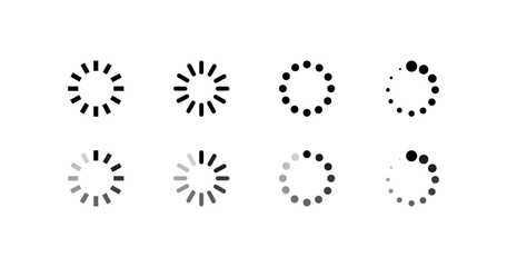 Loading circle icons. Loading icon set. Linear style. Vector icons