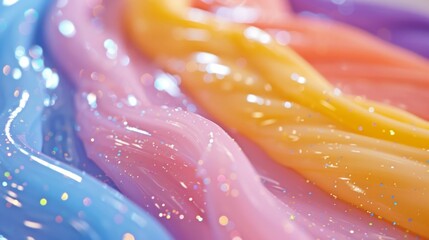 Soft Pop slime with glitter, stretched in satisfying fashion