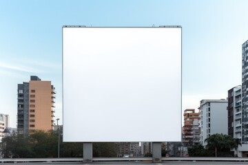 Empty white blank street billboard, Billboard or blank poster blank white mockup banner mockup, a large billboard in a city.AI generated
