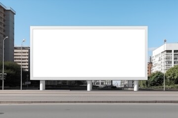 Obraz premium White blank advertising billboard. street mockup panel, a large billboard in a city.AI generated