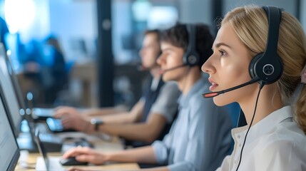 Customer Service Representatives Working in a Call Center