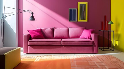 Modern Living Room with Vibrant Color Scheme