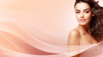 Banner with beautiful woman face with smooth health skin for advertising design