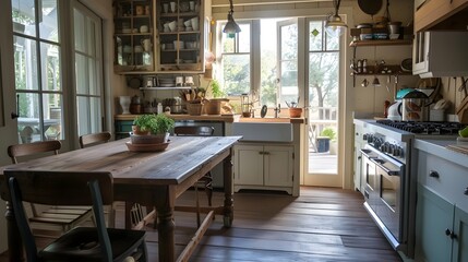 Cozy Rustic Kitchen Interior with Natural Light