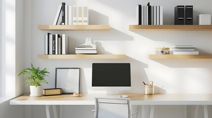 Modern Home Office Interior with Computer Desk
