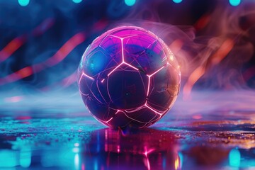 Panoramic neon soccer ball.
