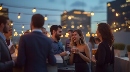 Evening Networking Event on Rooftop Terrace