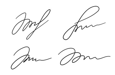 Set of abstract fictitious fake autograph signatures. Vector illustration EPS10 - obrazy, fototapety, plakaty