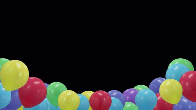 Endless loop of colorful balloon frame on alpha channel background.