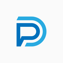 Fototapeta premium Logo design graphic concept creative premium vector stock themes abstract art letter initial PD or DP line font Relate to monogram typography branding
